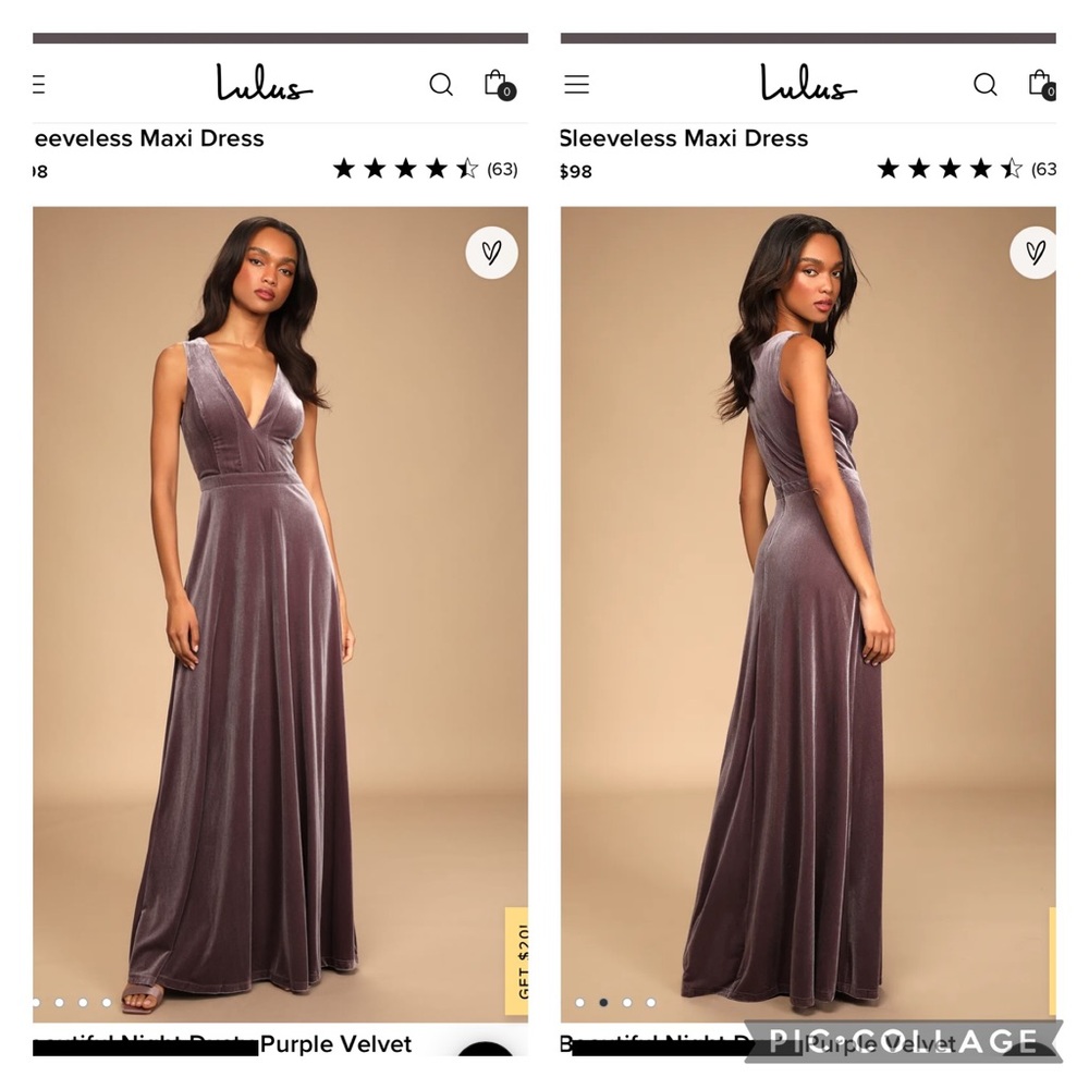 Lulu's Purple Velvet Sleeveless Maxi Dress